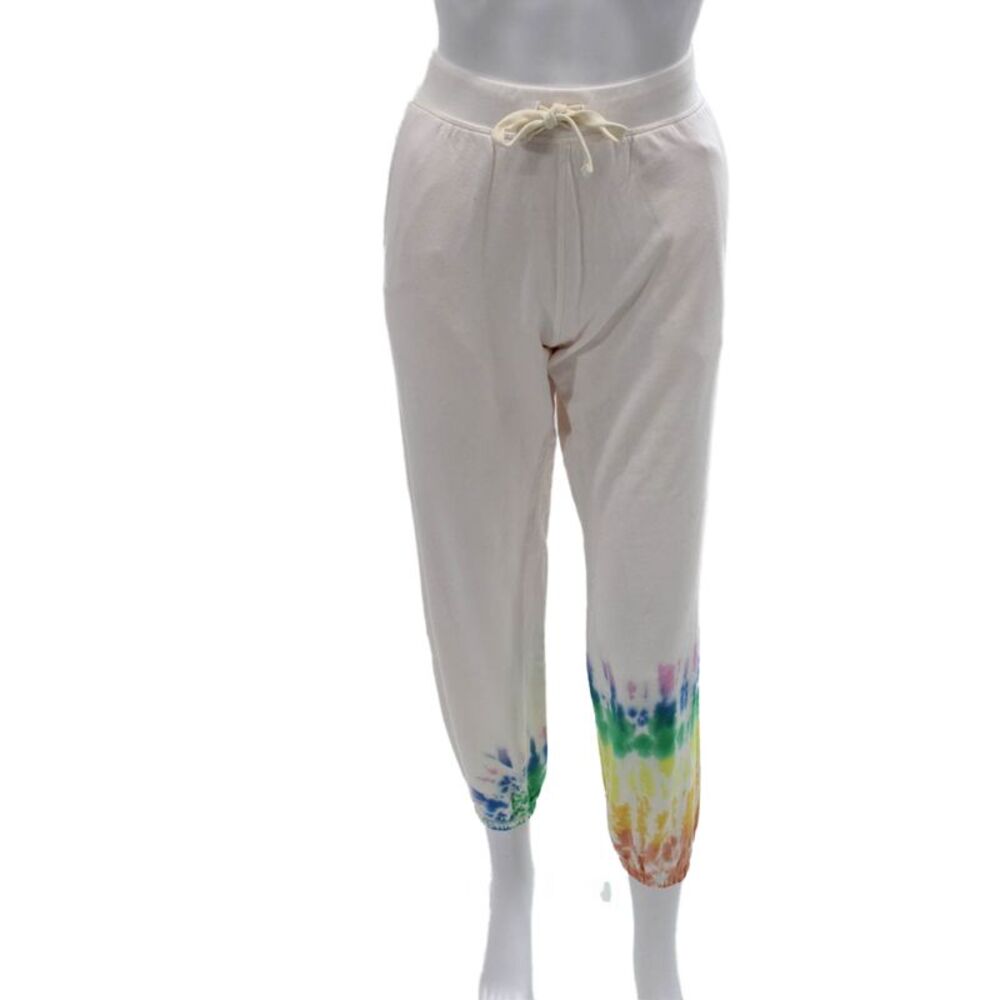 Electric & Rose Womens Tie Dye Jogger Pants White Pima Cotton Size M